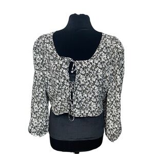 Levi's Embry Daisy Floral Blouse Black White Large